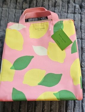 Insulated Kate Spade Pink Lemon Graphic Canvas Lunch Bag
